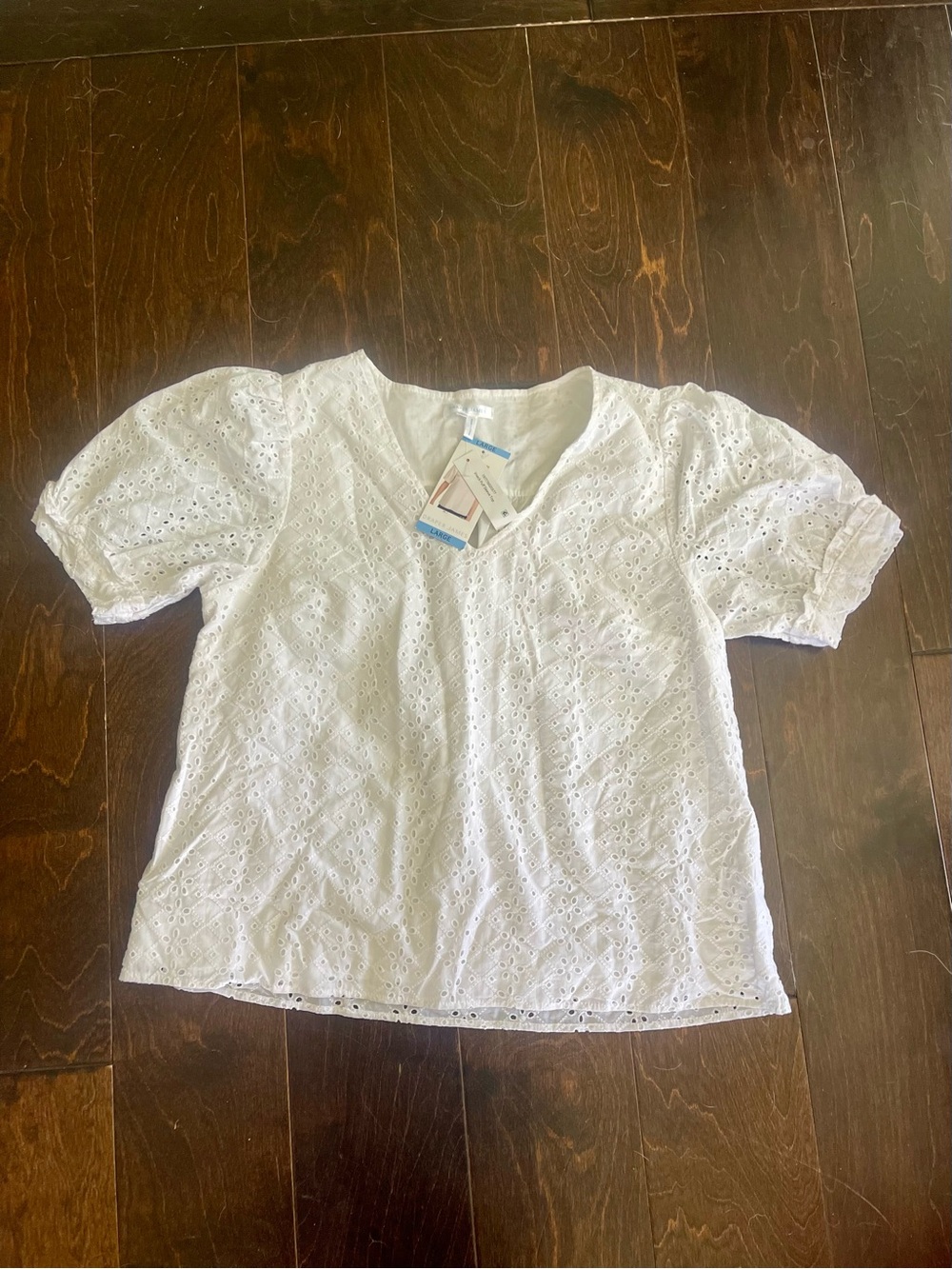 Women’s Draper James White Eyelet Puff-Sleeve Blouse